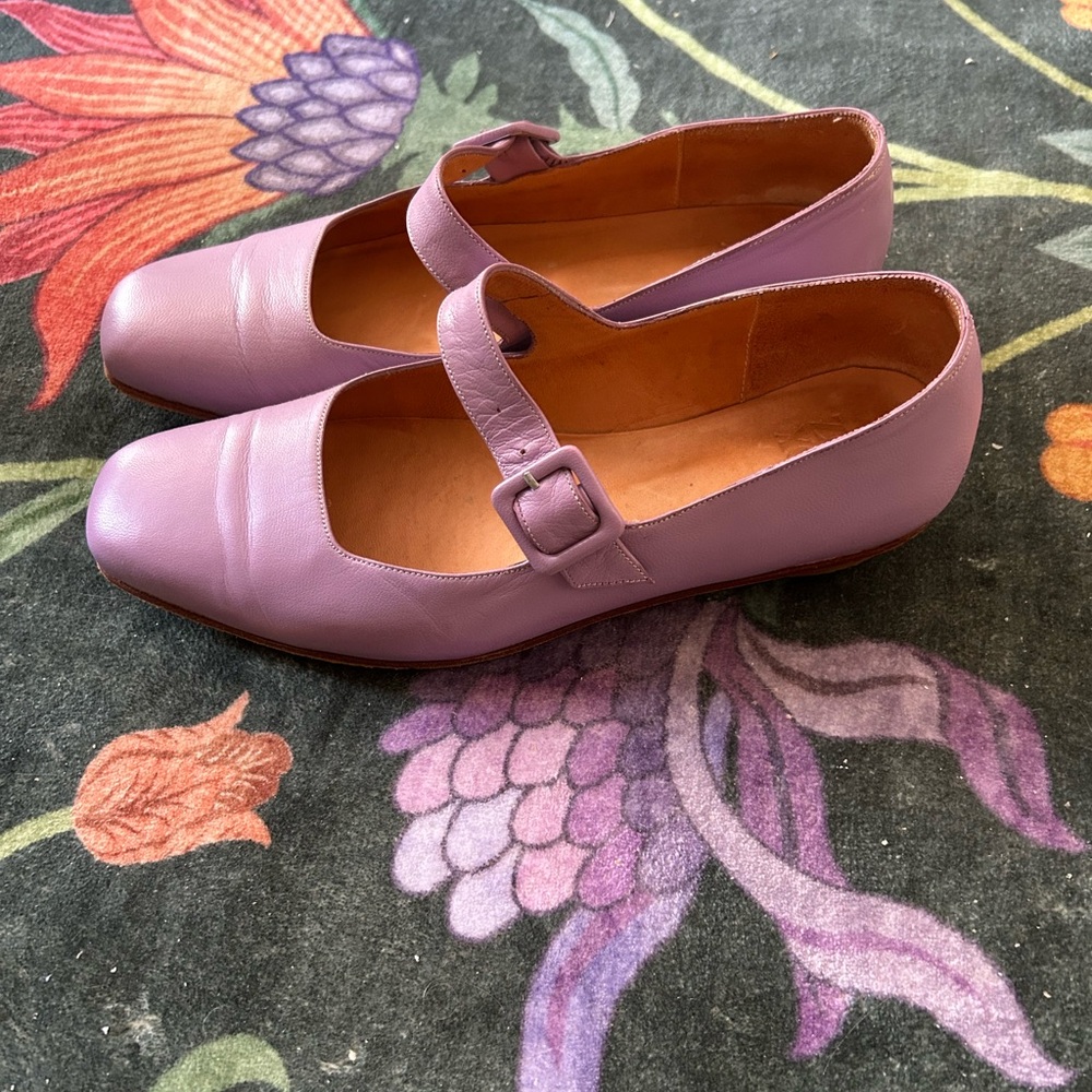 Zou Xou Lilac Eugenia Mary Jane Flats with Ankle Strap